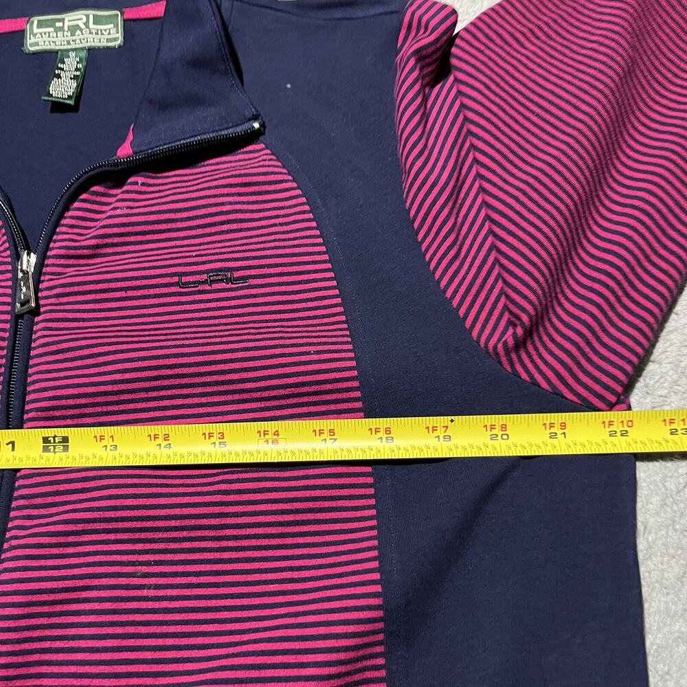 LRL Lauren Active Ralph Lauren Womens Jacket Size 1X Blue Pink Stripe Full Zip - Picture 5 of 8